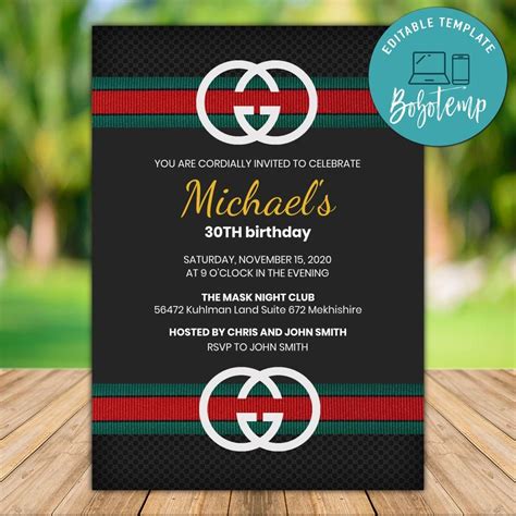 Gucci themed invitations